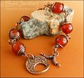 Carnelian and antiqued copper toggle bracelet