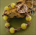 Butter jade and antiqued copper toggle bracelet