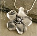 Pure solid silver hand sculpted wild rose pendant