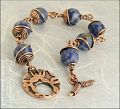 Hand crafted copper and Sodalite spiral wrapped toggle bracelet