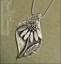 Fine silver daisy pendant and earring set with CZ stones