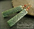 Faux carved jade stick earrings with red jasper beads