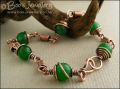 Antiqued copper and dark green jade coiled link bracelet - made to order