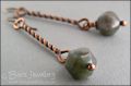 RESERVED - Antiqued copper twist earrings with Indian Fancy Jasper drops