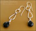 Sterling silver teadrop earrings with faceted Onyx briolettes