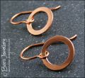 Copper hammered ring earrings - choose your drop