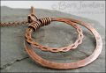 Copper double hammered ring pendant on belcher chain