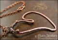 Hammered copper heart pendant with tendril bail