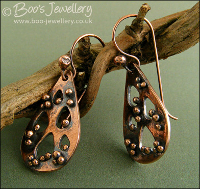 Teardrops and raindrops copper earrings