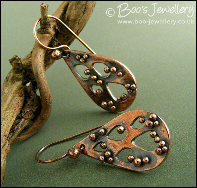 Teardrops and raindrops copper earrings