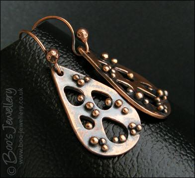 Teardrops and raindrops copper earrings