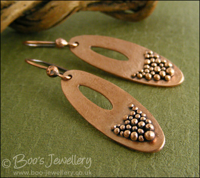 Long oval earrings festooned with tiny balls - RESERVED