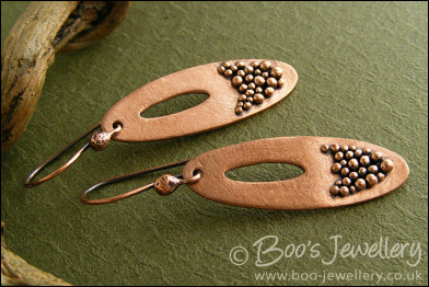 Long oval earrings festooned with tiny balls - RESERVED
