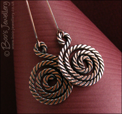 Hammered copper twisted spiral earrings