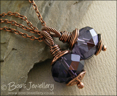 Large amethyst faceted crystal pendant on chain