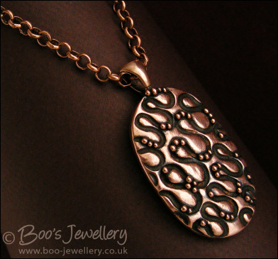 Textured copper pendant - twiddles and balls