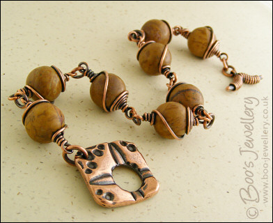 Mustard jasper antiqued copper toggle bracelet