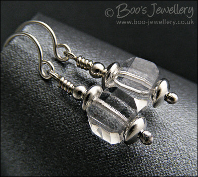 Crystal cube silver earrings