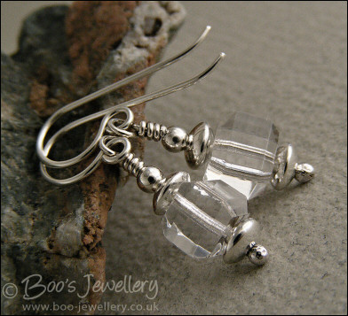Crystal cube silver earrings
