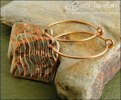 Mixed metal square charm and loop earrings