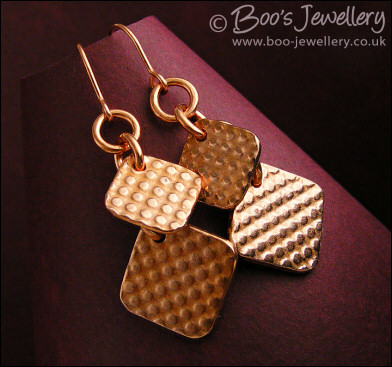 Polished copper dotty square charm earrings