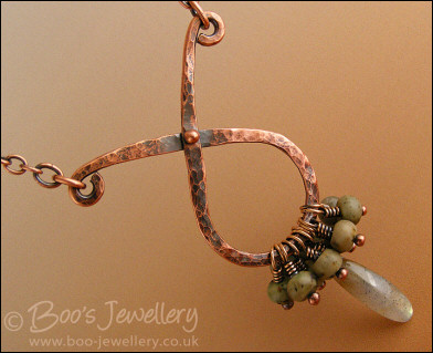 African turquoise and labradorite teardrop cluster necklace