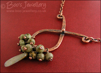 African turquoise and labradorite teardrop cluster necklace