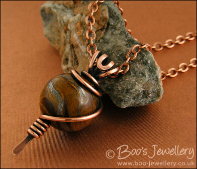 Tiger Iron and copper wire wrapped pendant