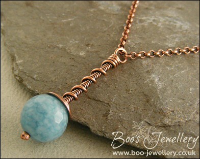 Aquamarine quartz coil on coil pendant
