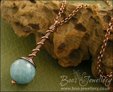Aquamarine quartz coil on coil pendant
