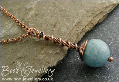 Aquamarine quartz coil on coil pendant