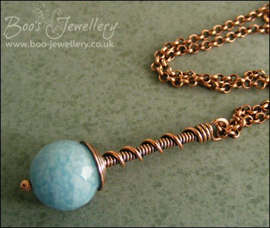 Aquamarine quartz coil on coil pendant