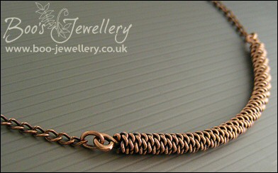 Antiqued copper twisted rope and chain necklace