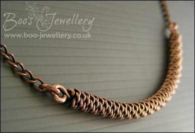 Antiqued copper twisted rope and chain necklace