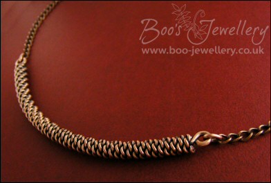Antiqued copper twisted rope and chain necklace