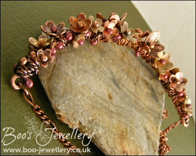 Copper and bronze flower garland necklace