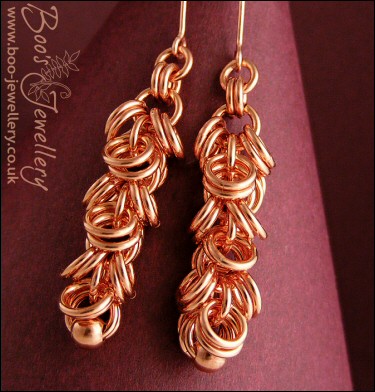 Antiqued copper double shaggy loops earrings