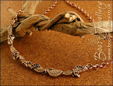 Twig necklace hand sculpted with leaves, seed pods and berries