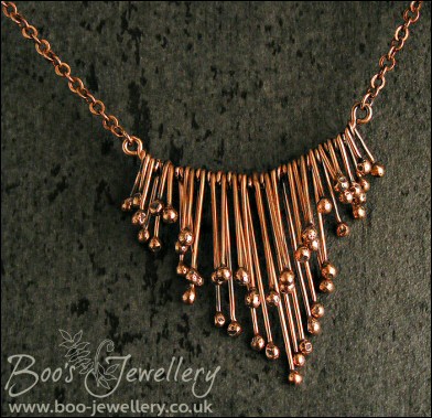 Copper raindrops adjustable necklace - drips of molten copper
