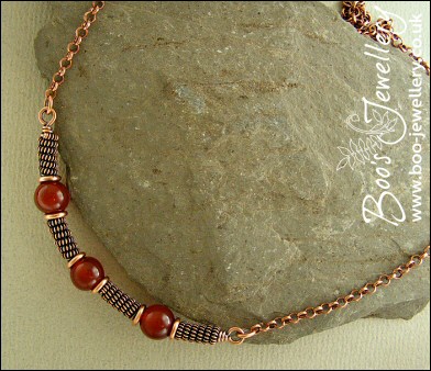 Spiralled rope and Carnelian antiqued copper necklace - made to order