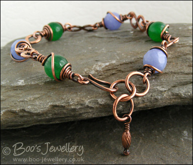 Copper figure of 8 and Jade bracelet