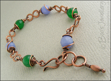 Copper figure of 8 and Jade bracelet