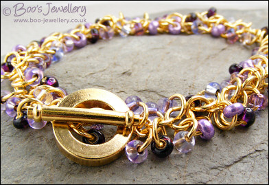 Mauve Shaggy Loops bracelet & earrings