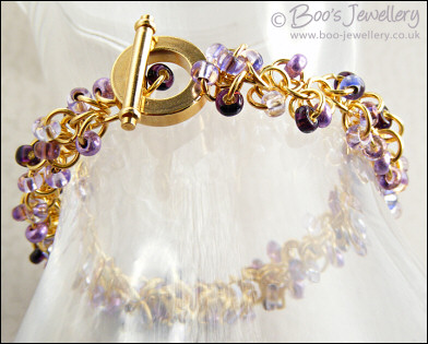 Mauve Shaggy Loops bracelet & earrings