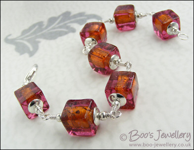 Chunky glass cube bracelet - available in 5 colours - made to order