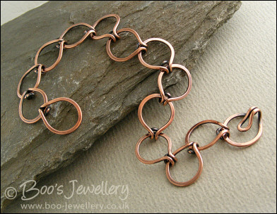 Antiqued copper interlocking round link bracelet