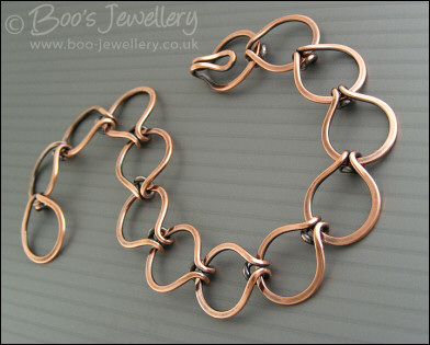 Antiqued copper interlocking round link bracelet