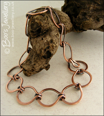 Antiqued copper interlocking round link bracelet