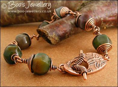 Antiqued copper and Indian Fancy Jasper toggle bracelet