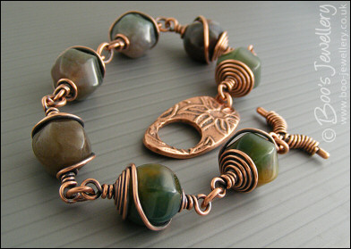 Antiqued copper and Indian Fancy Jasper toggle bracelet